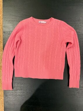 Cable Knit Crewneck Cashmere Sweater - Pink